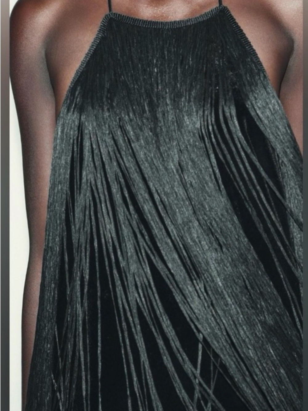 Zara Black Fringe Halter Top - Picture 3 of 7